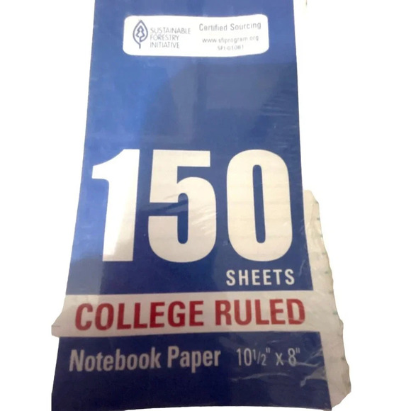 Norcom College Ruled Notebook Paper 150 Sheets 10 1/2 x 8 New Sealed - Picture 2 of 4